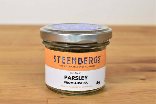 Steenbergs Organic Parsley in a Glass Jar from the Steenbergs UK online shop for organic herbs and spices.