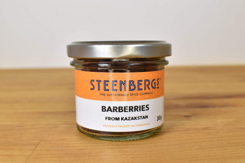 Steenbergs dried barberries from the Steenbergs UK online shop for middle eastern and vegan ingredients.