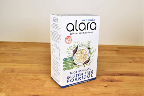 Buy Alara Scottish Organic Gluten Free Porridge Oats in home compostable packaging from the Steenbergs UK online shop for sustainable, organic and vegan food.