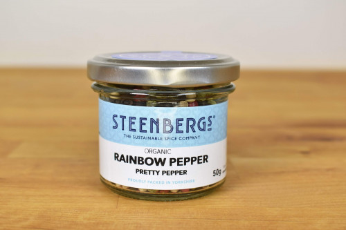 buy Steenbergs Organic Rainbow 4 colour Peppercorn Mix from the UK Steenbergs Sustainable Spice Company