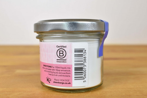 Steenbergs Arrowroot Powder in Glass Jar from the Steenbergs UK online shop for baking and cooking ingredients.
