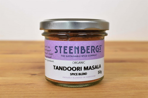 Steenbergs Organic Tandoori Masala Curry Spice Mix Glass Jar from the Steenbergs UK online shop for curry powders and spice mixes.