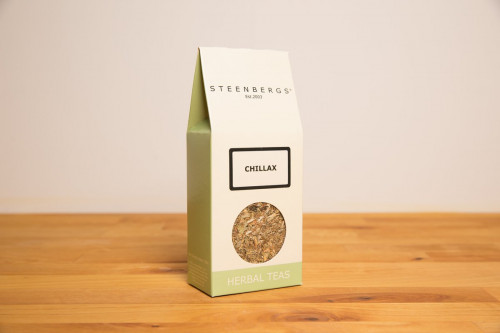 Steenbergs Chillax Herbal Tea, loose leaf, from the Steenbergs UK online shop for loose leaf herbal teas and infusions. Blended and packed in North Yorkshire, UK.