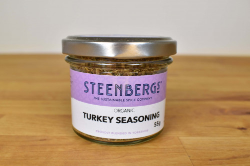 Steenbergs Organic Turkey Seasoning, blended and created at the Steenbergs organic spice factory in North Yorkshire.