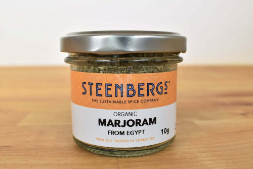 Steenbergs Organic Marjoram in Glass Jar from the Steenbergs UK online shop for organic herbs and spices.