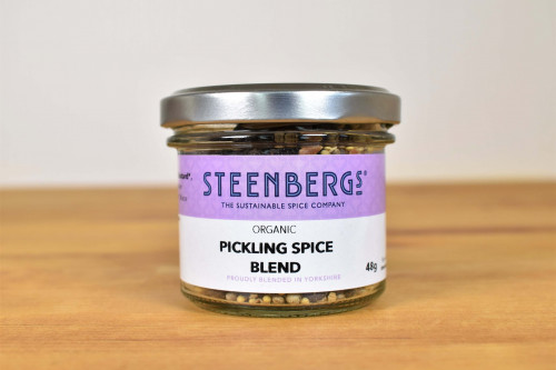 Steenbergs Organic Pickling Spices in Glass Jar from the Steenbergs UK online shop for organic herbs, spices and spice mixes.