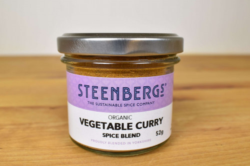 Steenbergs Organic Vegetable Curry Mix in Glass Jar from the Steenbergs UK online shop for organic curry mixes and spices.