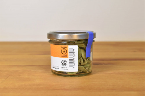 Steenbergs Organic Green Cardamom Pods. Part of the  Steenbergs UK range of organic herbs and spices, available in shops and online.