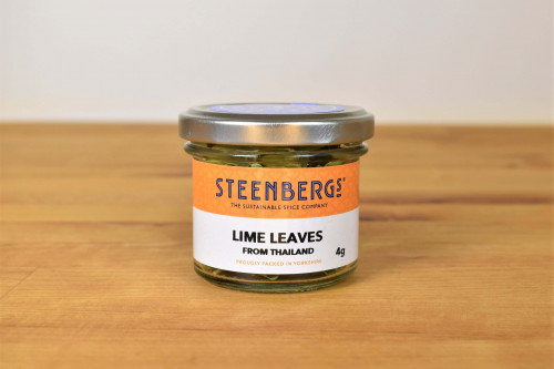 Steenbergs Dried Lime Leaves in Glass Jar from the UK Steenbergs online shop for herbs and spices.