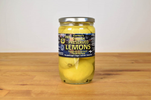 Carley's Organic Preserved Lemons  in Glass Jar from the Steenbergs UK online shop for organic middle eastern ingredients