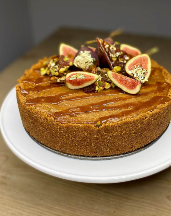 Fig and Sumac Caramel Baked Cheesecake Recipe