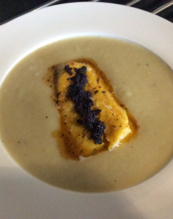 Chawage Cauliflower soup with Smoked Haddock and Zhug vinaigrette recipe