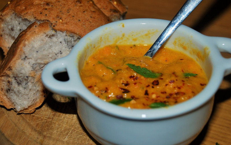 Roast Carrot Soup Recipe with Chilli and Almonds
