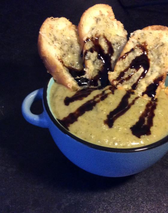 Broccoli and two cheese soup Recipe, with Balsamic Drizzle