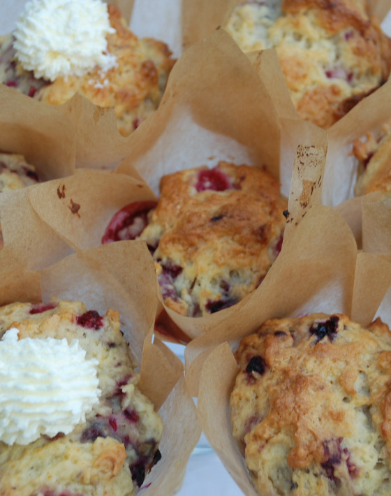 Wheat Free Delicious Summer Fruit Muffins with Rose Cream Recipe