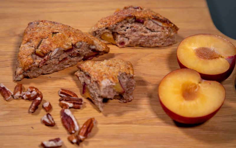 Savoury Scones Recipe with plums and bacon - dairy free